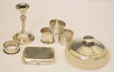 Lot 150 - Edward VII silver cigarette case, a George V silver-mounted powder pot, etc