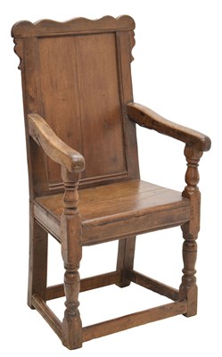 Lot 553 - Late 17th century oak open armchair of wainscot-type