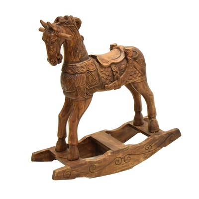 Lot 365 - Child's carved wooden rocking horse