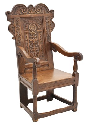 Lot 555 - 17th century oak wainscot chair