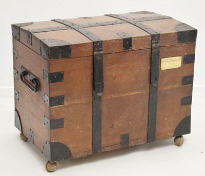 Lot 585 - 19th century iron bound silver chest