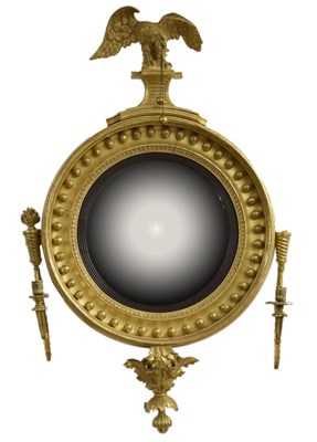 Lot 475 - Giltwood and gesso framed convex wall mirror