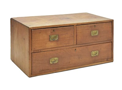 Lot 586 - Late 19th century teak top section of a campaign chest