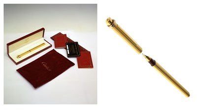 Lot 125 - Cartier - 'Must de Cartier' Vendome gold-plated stylo plume fountain pen