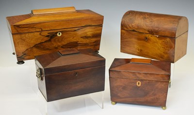 Lot 287 - 19th century rosewood sarcophagus three-division tea caddy