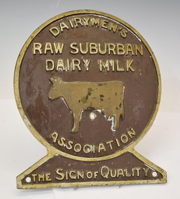 Lot 297 - Vintage cast iron 'Dairymen's Raw Suburban Dairy Milk Association' sign