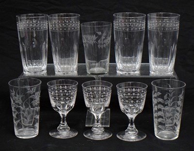 Lot 376 - Group of Victorian and later etched glassware