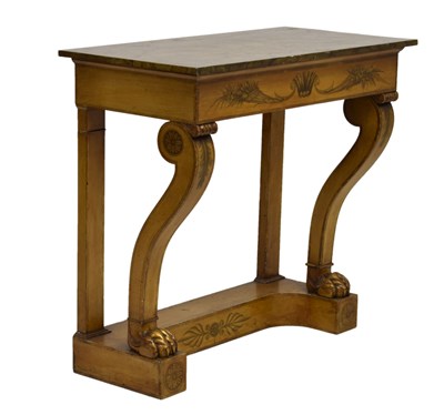 Lot 499 - Regency style painted and parcel gilt console table