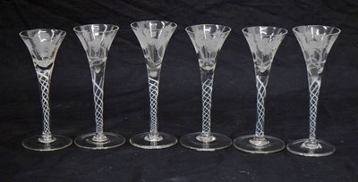Lot 379 - Set of six reproduction engraved wine glasses