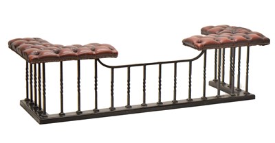 Lot 557 - Black painted metal Victorian-style club fender
