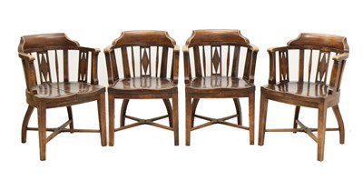 Lot 556 - Cunard Interest - Set of four mahogany bow dining chairs