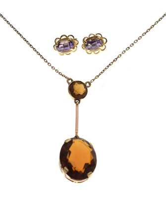 Lot 69 - Madeira citrine pendant necklace, etc