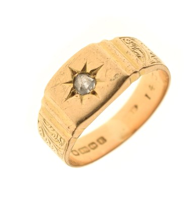 Lot 6 - George V diamond set 18ct gold signet ring