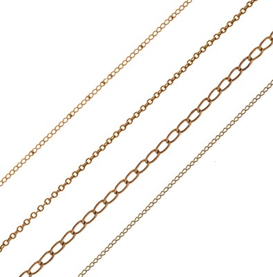 Lot 68 - 15ct gold belcher link necklace and three other necklaces
