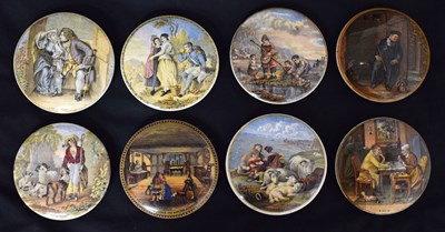 Lot 385 - Collection of eight Pratt ware type transfer printed pot lids