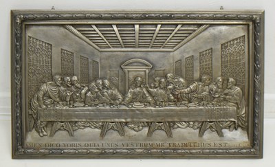 Lot 283 - Coalbrookdale - After Leonardo da Vinci, Victorian cast iron plaque of 'The Last Supper'