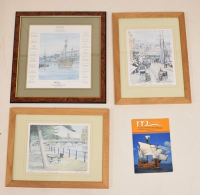 Lot 477 - Vernon Bartlett (20th century) - ‘The Matthew leaving St Mary Redcliffe, Bristol’, etc