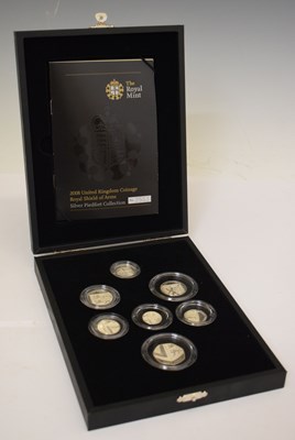 Lot 194 - Royal Mint - Elizabeth II - UK silver proof piedfort Royal Shield of Arms collection set, 2008