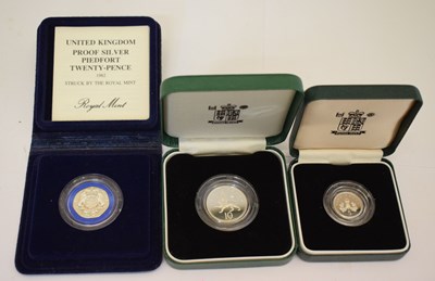 Lot 204 - Royal Mint - Elizabeth II - Three UK silver proof piedfort coins
