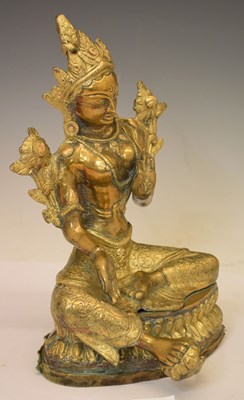 Lot 451 - Himalayan brass alloy figure of Green Tara