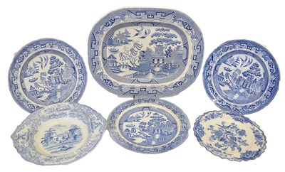 Lot 391 - Small group of 19th century blue and white transfer printed ceramics