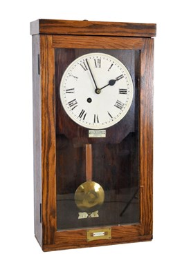 Lot 442 - British Time Recording Co oak-cased wall clock