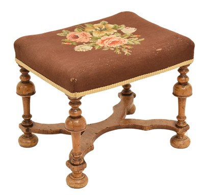 Lot 567 - William & Mary-style walnut stool