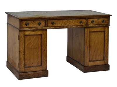 Lot 521 - 19th century satinwood kneehole desk
