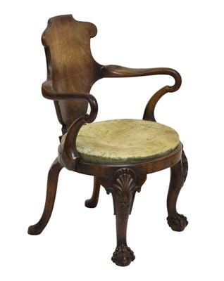 Lot 526 - Attributed to John Barrow for Gillows of Lancaster - George IV walnut open arm library chair