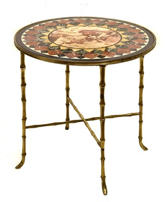 Lot 486 - 19th century gilt brass-framed circular specimen marble occasional table