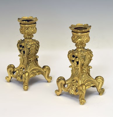 Lot 153 - Pair of 19th century French ormolu table candlesticks