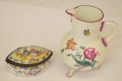 Lot 426 - Gien pottery tripod jug and Lille navette shaped box