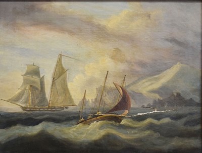 Lot 505 - After Thomas Luny / Captain Tobin (1759-1837) - Oil on canvas - Schooner scene