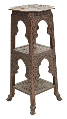 Lot 542 - Early 20th century carved Moorish style oak plant stand