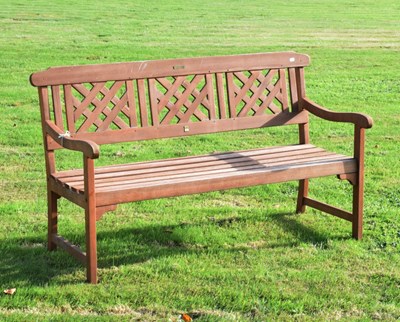 Lot 710 - Robert Dyas modern wooden garden bench, 146cm wide