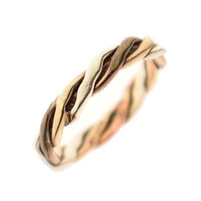 Lot 53 - 9ct three-colour gold wedding band