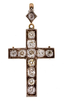 Lot 17 - Victorian diamond cross pendant brooch