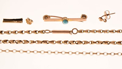 Lot 90 - Early 20th century 9ct gold necklace, etc