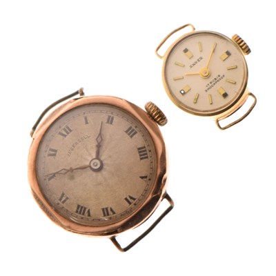 Lot 124 - 9ct and 14ct gold cased watch heads