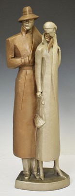 Lot 261 - David Fisher for Austin Proding - Art Deco style figure group 'Dressed to Kill'