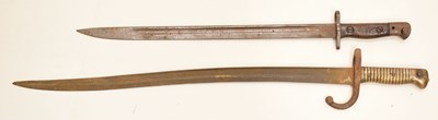 Lot 345 - English 1907 pattern bayonet and French model 1866 chassepot bayonet