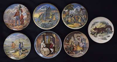 Lot 386 - Collection of seven Pratt ware type transfer printed pot lids