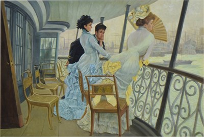 Lot 493 - After James Tissot (1836-1902) - Oil on canvas - ‘The Gallery of H.M.S. Calcutta’