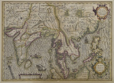 Lot 260 - 17th century hand coloured map of ‘India Orientalis’