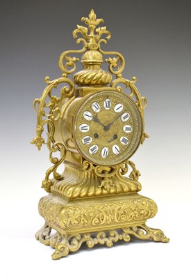 Lot 383 - Late 19th Century French brass mantel clock