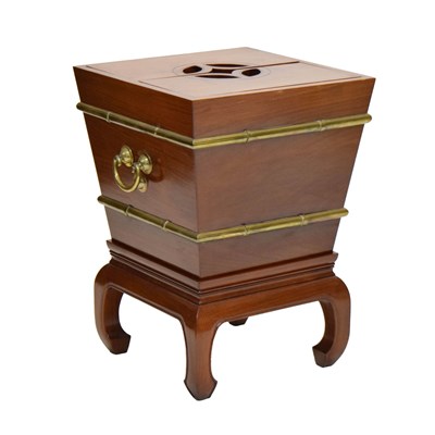 Lot 445 - Chinese brass mounted hardwood square box on stand