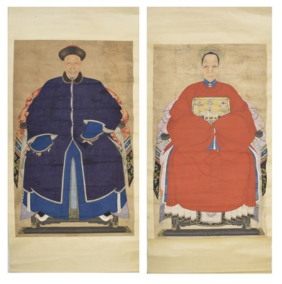 Lot 233 - Pair of Chinese 'ancestor' scrolls