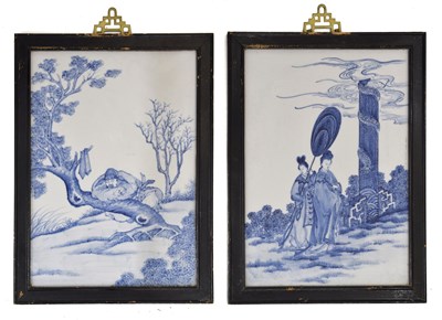 Lot 203 - Two Chinese blue and white porcelain panels