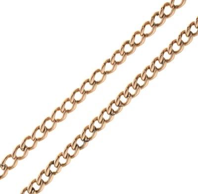 Lot 114 - 9ct gold curb link Albert-type watch chain