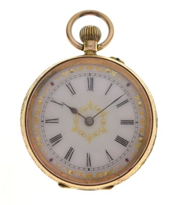 Lot 174 - Early 20th century lady's 14k yellow metal cased fob watch